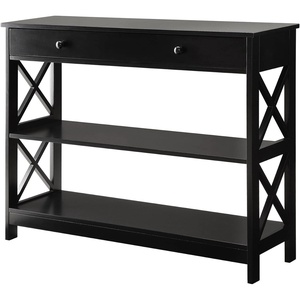 image:imageConvenience Concepts Oxford 1Drawer Console Table 395  Farmhouse Sofa Display with Storage Shelf For Living Family amp Dining Room Modern Entryway Hall Table for Kitchen Bedroom Sea Foam BlueBlack