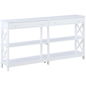 image:imageConvenience Concepts Oxford 2Drawer Console Table with Shelves 60 EspressoWhite