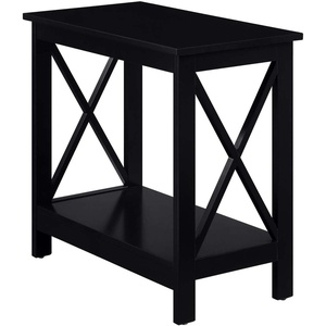 image:imageConvenience Concepts Oxford Chairside End Table with Shelf WhiteBlack