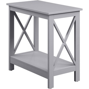 image:imageConvenience Concepts Oxford Chairside End Table with Shelf WhiteGrey