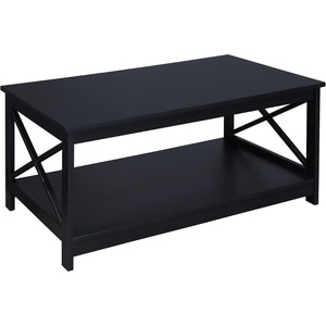 image:imageConvenience Concepts Oxford Coffee Table with Shelf White Faux MarbleBlackBlack