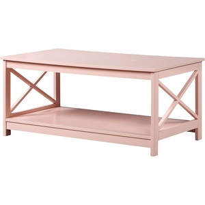 image:imageConvenience Concepts Oxford Coffee Table with Shelf White Faux MarbleBlackBlush Pink