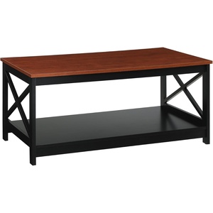 image:imageConvenience Concepts Oxford Coffee Table with Shelf White Faux MarbleBlackCherryBlack