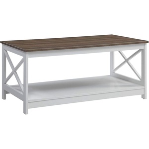 image:imageConvenience Concepts Oxford Coffee Table with Shelf White Faux MarbleBlackDriftwoodWhite