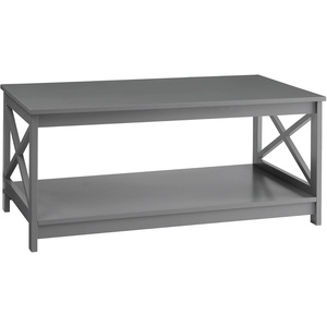 image:imageConvenience Concepts Oxford Coffee Table with Shelf White Faux MarbleBlackGrey