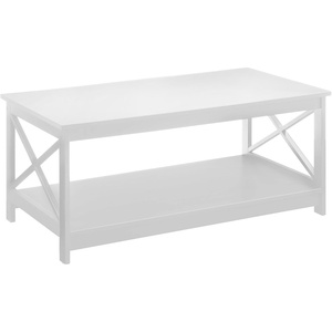 image:imageConvenience Concepts Oxford Coffee Table with Shelf White Faux MarbleBlackWhite
