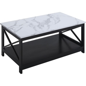 image:imageConvenience Concepts Oxford Coffee Table with Shelf White Faux MarbleBlackWhite Faux MarbleBlack