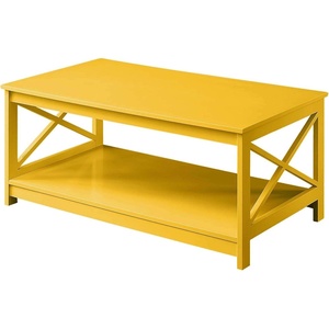 image:imageConvenience Concepts Oxford Coffee Table with Shelf White Faux MarbleBlackYellow