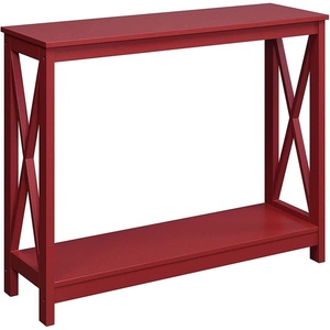 image:imageConvenience Concepts Oxford Console Table 395  Sofa Table with Storage Shelf Transitional Entryway Hall Table for Living Room and Bedroom Display Foyer Table Blush PinkCranberry Red