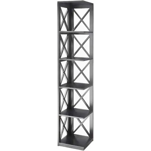 image:imageConvenience Concepts Oxford Corner Bookcase 12  5Tier Slim Farmhouse Bookcase for Modern Living amp Family Room Media Storage Organizer for Home Office Library Tall Shelving Unit Sea Foam BlueBlack