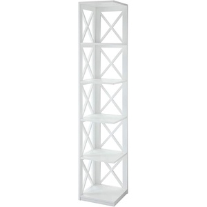 image:imageConvenience Concepts Oxford Corner Bookcase 12  5Tier Slim Farmhouse Bookcase for Modern Living amp Family Room Media Storage Organizer for Home Office Library Tall Shelving Unit Sea Foam BlueWhite