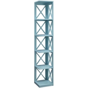 image:imageConvenience Concepts Oxford Corner Bookcase 12  5Tier Slim Farmhouse Bookcase for Modern Living amp Family Room Media Storage Organizer for Home Office Library Tall Shelving Unit Sea Foam BlueSea Foam