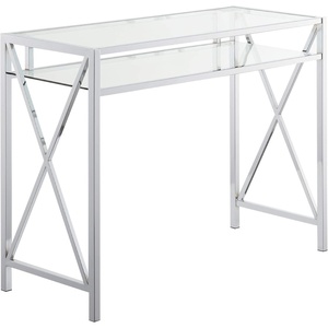 image:imageConvenience Concepts Oxford Desk 42inch Clear GlassChrome 136075GLCRO