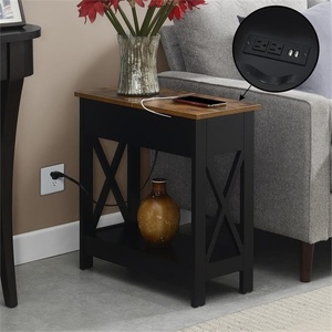 image:imageConvenience Concepts Oxford Flip Top End Table with Charging Station 2375  Modern Living Room Table with USB Ports and Power Outlets Side Table Side Table with Storage Shelf BarnwoodBlackBarnwoodBlack