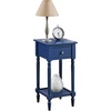 image:imageConvenience Concepts French Country Khloe 1 Drawer Accent End Table 14  Traditional Farmhouse Side Table with Storage Drawer and Shelf for Living Room DriftwoodWhiteCobalt Blue