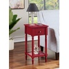 image:imageConvenience Concepts French Country Khloe 1 Drawer Accent End Table 14  Traditional Farmhouse Side Table with Storage Drawer and Shelf for Living Room DriftwoodWhiteCranberry Red