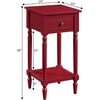 image:imageConvenience Concepts French Country Khloe 1 Drawer Accent End Table 14  Traditional Farmhouse Side Table with Storage Drawer and Shelf for Living Room DriftwoodWhiteCranberry Red