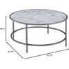image:imageConvenience Concepts Gold Coast Faux Marble Round Coffee Table White Faux Marble  Silver FrameWhite Faux MarbleSilver Frame