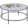 image:imageConvenience Concepts Gold Coast Faux Marble Round Coffee Table White Faux Marble  Silver FrameWhite Faux MarbleSilver Frame