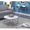 image:imageConvenience Concepts Gold Coast Faux Marble Round Coffee Table White Faux Marble  Silver FrameWhite Faux MarbleSilver Frame