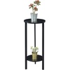 image:imageConvenience Concepts Graystone 2 Tier Tall Plant Stand 31  Industrial Stand for Plants Vases and Antiques Urban Modern Design for the Living Room Hallway Entryway BlackBlackBlackBlack