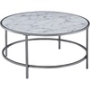 image:imageConvenience Concepts Gold Coast Faux Marble Round Coffee Table White Faux Marble  Silver FrameWhite Faux MarbleSilver Frame