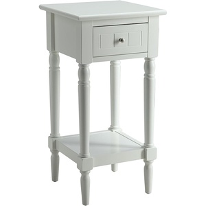 image:imageConvenience Concepts French Country Khloe 1 Drawer Accent End Table 14  Traditional Farmhouse Side Table with Storage Drawer and Shelf for Living Room DriftwoodWhiteWhite