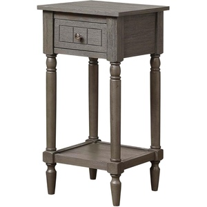 image:imageConvenience Concepts French Country Khloe 1 Drawer Accent End Table 14  Traditional Farmhouse Side Table with Storage Drawer and Shelf for Living Room DriftwoodWhiteWirebrush Dark Grey