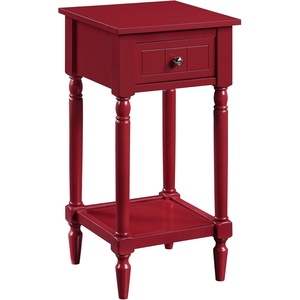 image:imageConvenience Concepts French Country Khloe 1 Drawer Accent End Table 14  Traditional Farmhouse Side Table with Storage Drawer and Shelf for Living Room DriftwoodWhiteCranberry Red