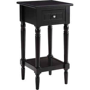image:imageConvenience Concepts French Country Khloe 1 Drawer Accent End Table 14  Traditional Farmhouse Side Table with Storage Drawer and Shelf for Living Room DriftwoodWhiteBlack