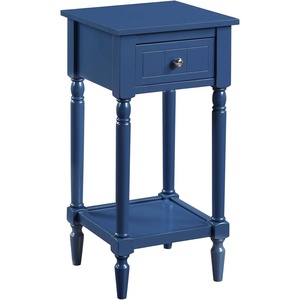 image:imageConvenience Concepts French Country Khloe 1 Drawer Accent End Table 14  Traditional Farmhouse Side Table with Storage Drawer and Shelf for Living Room DriftwoodWhiteCobalt Blue