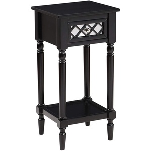 image:imageConvenience Concepts French Country Khloe Deluxe 1 Drawer Accent End Table 14  Traditional Farmhouse Side Table with Mirrored Storage Drawer and Shelf for Living Room BlackBlack