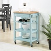 image:imageConvenience Concepts Ellaine 4 Tier Kitchen Cart with Drawer and Wine Rack 2475 x 165 x 345 Wirebrush Dark GrayButcher BlockSea Foam BlueButcher Block