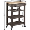 image:imageConvenience Concepts Ellaine 4 Tier Kitchen Cart with Drawer and Wine Rack 2475 x 165 x 345 Wirebrush Dark GrayButcher BlockWirebrush Dark GrayButcher Block
