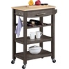image:imageConvenience Concepts Ellaine 4 Tier Kitchen Cart with Drawer and Wine Rack 2475 x 165 x 345 Wirebrush Dark GrayButcher BlockWirebrush Dark GrayButcher Block