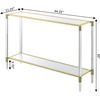 image:imageConvenience Concepts Royal Crest Acrylic Glass Console Table 4425  Modern 2Tier Tempered Glass Hall Table with Storage Shelf Gold Chrome Frame with Acrylic Legs for Entryway Hallway Glass Gold