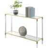 image:imageConvenience Concepts Royal Crest Acrylic Glass Console Table 4425  Modern 2Tier Tempered Glass Hall Table with Storage Shelf Gold Chrome Frame with Acrylic Legs for Entryway Hallway Glass Gold
