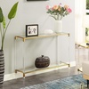 image:imageConvenience Concepts Royal Crest Acrylic Glass Console Table 4425  Modern 2Tier Tempered Glass Hall Table with Storage Shelf Gold Chrome Frame with Acrylic Legs for Entryway Hallway Glass Gold