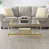image:imageConvenience Concepts Royal Crest Acrylic Glass Square Coffee Table 34  Modern 2Tier Tempered Glass Living Room Table with Storage Shelf Gold Chrome Frame Table with Acrylic Legs Gold