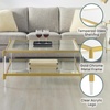 image:imageConvenience Concepts Royal Crest Acrylic Glass Square Coffee Table 34  Modern 2Tier Tempered Glass Living Room Table with Storage Shelf Gold Chrome Frame Table with Acrylic Legs Gold