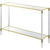 image:imageConvenience Concepts Royal Crest Acrylic Glass Console Table 4425  Modern 2Tier Tempered Glass Hall Table with Storage Shelf Gold Chrome Frame with Acrylic Legs for Entryway Hallway Glass Gold