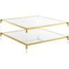 image:imageConvenience Concepts Royal Crest Acrylic Glass Square Coffee Table 34  Modern 2Tier Tempered Glass Living Room Table with Storage Shelf Gold Chrome Frame Table with Acrylic Legs Gold
