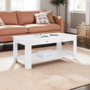 image:imageConvenience Concepts Designs2Go Baja Coffee Table 40  2Tier Transitional Center Accent with Storage Drawers amp Shelf for Modern Living or Family Room WhiteWhite