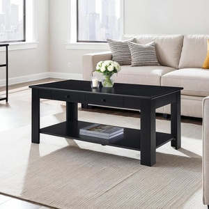 image:imageConvenience Concepts Designs2Go Baja Coffee Table 40  2Tier Transitional Center Accent with Storage Drawers amp Shelf for Modern Living or Family Room WhiteBlack