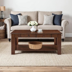 image:imageConvenience Concepts Designs2Go Baja Coffee Table 40  2Tier Transitional Center Accent with Storage Drawers amp Shelf for Modern Living or Family Room WhiteEspresso