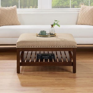 image:imageConvenience Concepts Designs4Comfort Silverton Coffee Table Ottoman 32  Modern Cocktail Ottoman for Living Room Footrest for Family Room Coffee Table with Storage Shelf Tan FabricTan