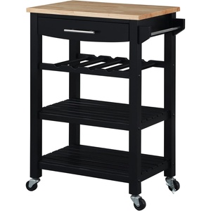 image:imageConvenience Concepts Ellaine 4 Tier Kitchen Cart with Drawer and Wine Rack 2475 x 165 x 345 Wirebrush Dark GrayButcher BlockBlackButcher Block