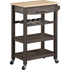 image:imageConvenience Concepts Ellaine 4 Tier Kitchen Cart with Drawer and Wine Rack 2475 x 165 x 345 Wirebrush Dark GrayButcher BlockWirebrush Dark GrayButcher Block