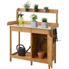 image:imageConvenience Concepts Deluxe 1 Drawer Potting Bench with Storage Cabinet and Shelves Light OakLight Oak