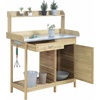 image:imageConvenience Concepts Deluxe 1 Drawer Potting Bench with Storage Cabinet and Shelves Light OakNatural Fir